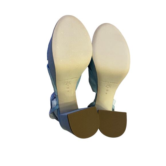 Loeffler Randall Roz-Den Knotted Platform Sandals Block Heel Light Denim 8.5B - Picture 11 of 15